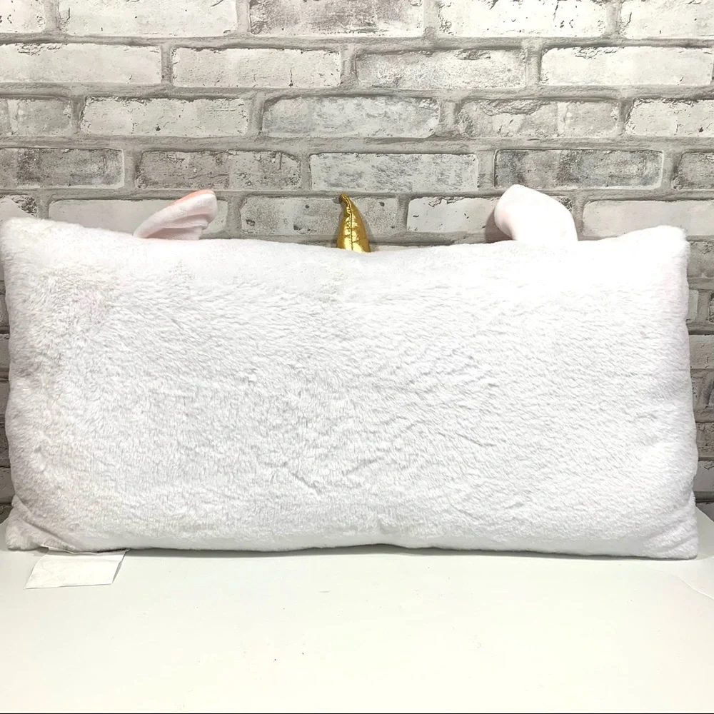 Pillowfort Kids 26x13 White Pink Golden Unicorn Body Rectangular Throw Pillow